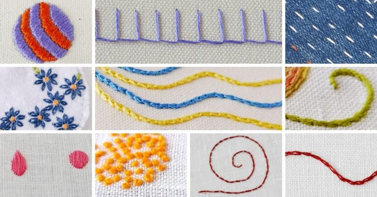 सर्वोत्तम कढ़ाई टांके. The top 10 of basic hand embroidery stitches – learn them all to start embroidering