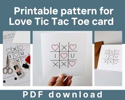 लव टिक टैक टो कार्ड के लिए निःशुल्क प्रिंट करने योग्य डिज़ाइन