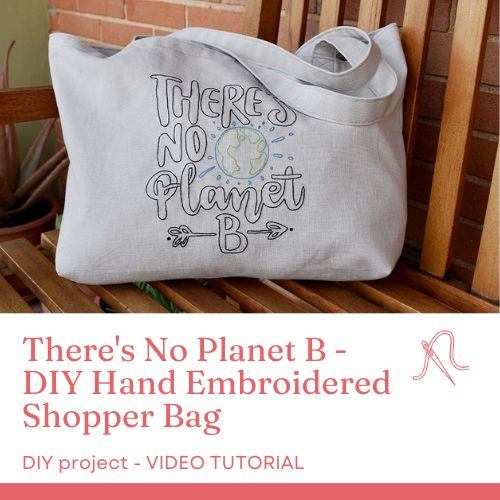 कोई ग्रह बी नहीं है - DIY हाथ कढ़ाई शॉपर बैग