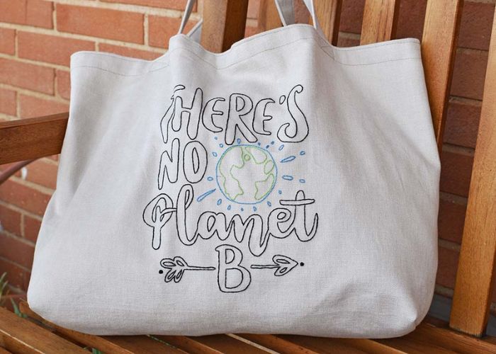 ग्रह बी कढ़ाई के बिना टिकाऊ शॉपिंग बैग