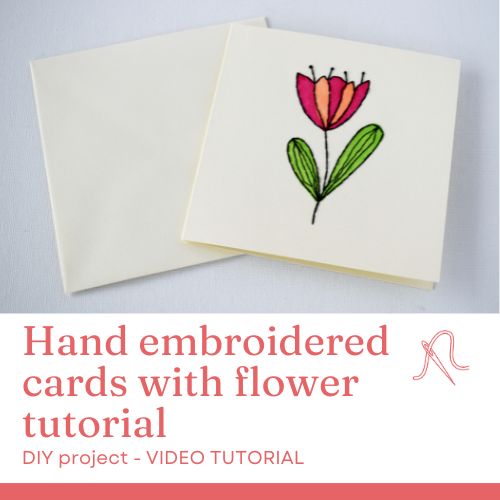 फूलों के साथ हाथ से कढ़ाई किए गए कार्ड ट्यूटोरियल